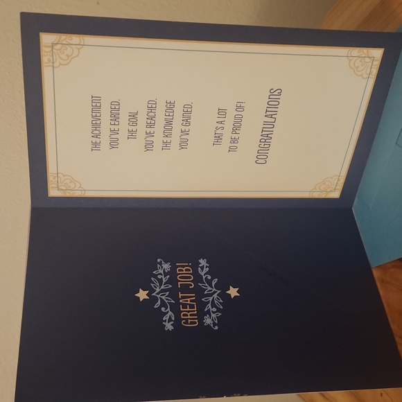 Blue Graduation Card with Cap Design - Picture 2 of 2